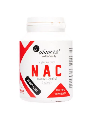 Aliness N-acetyl-L-cysteina NAC 490 mg 100 kapsułek 01